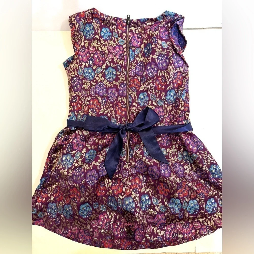 Girls Size 6 American Girl Brand Sleeveless Purple Dress with Gold Embroidery